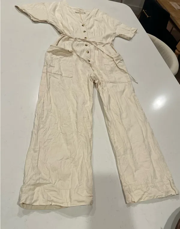 ASOS V-Neck Button-Front Jumpsuit with Drawstring Waist - Image 2