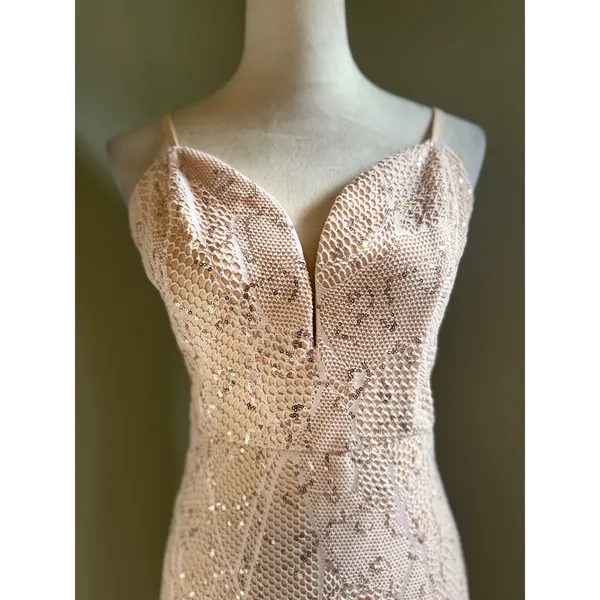 Charlotte Russe Pink Sequins Lace Bodycon Mini Dress‎ mermaid fairy Y2K whimsi m - Image 2