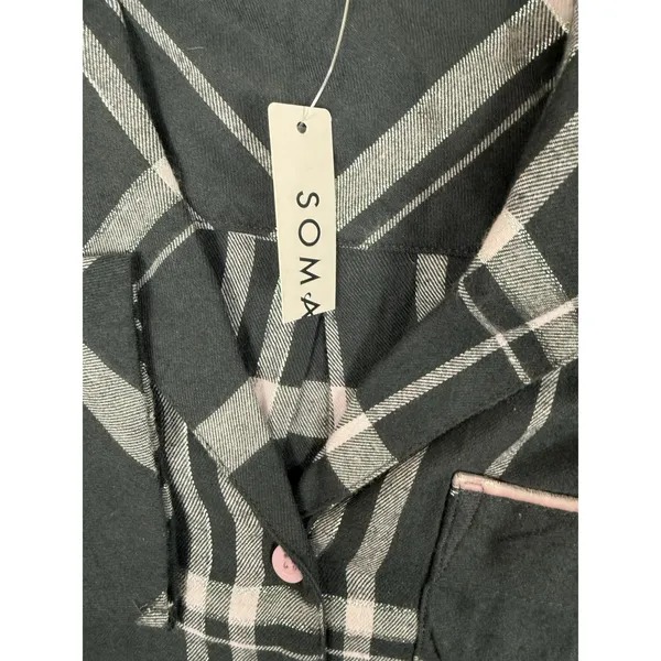 Soma Flannel Long‎ Sleeve Notch Collar Button Up Pajama Top Womens XS Aspen New - Image 5