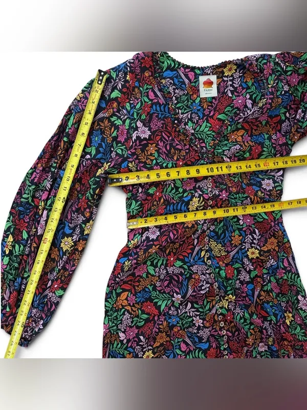 FARM Rio Tropical Garden Midi Dress V-Neck Viscose Size Large Retail $275🌺 - Image 14