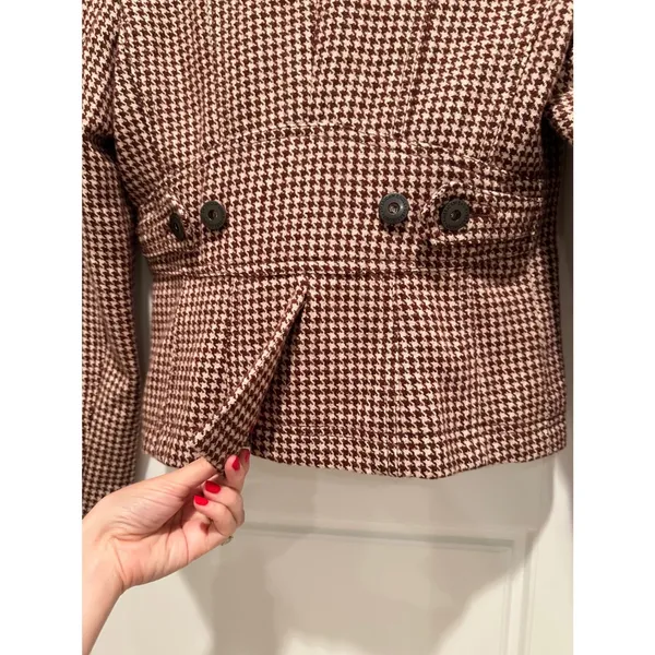 American‎ Eagle Houndstooth Wool Cropped Blazer Jacket Y2K Academia Preppy - Image 6