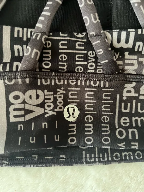 lululemon athletica Black Logo-Print High Neck Sports Bra with Strappy Back - Image 4