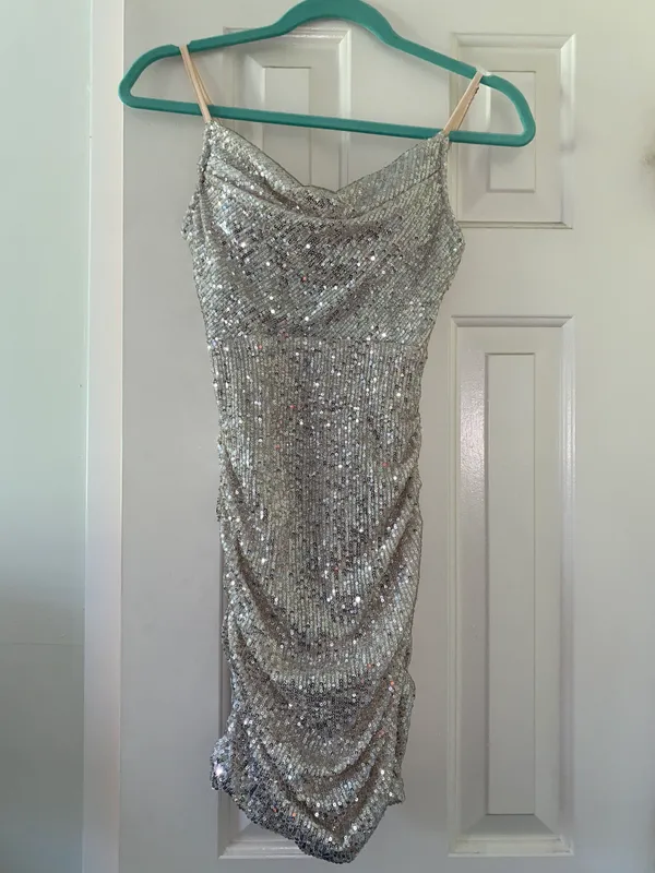 Hello Molly Silver Cowl Neck Dress - Image 3