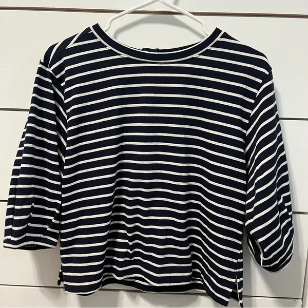 Maeve By Anthropologie Navy Blue & White Stripe Top NWT - Image 2
