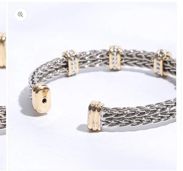 Square Ponytail Crystal 2T Bangle Bracelet Silver - Image 7