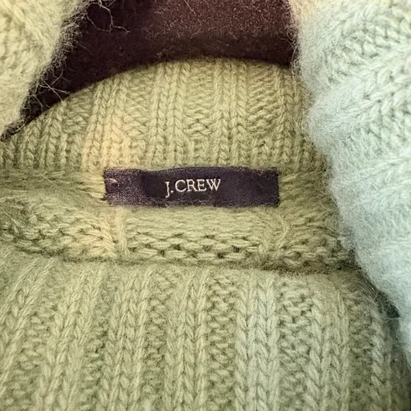 J.Crew Green Cable Knit Turtleneck Sweater Womens Long Sleeve Pullover Small - Image 8