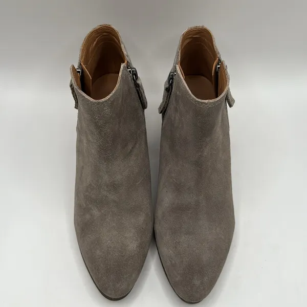 FRYE Judith Bootie in Taupe‎ Suede Double Zip Stack Heel Size 7 - Image 7