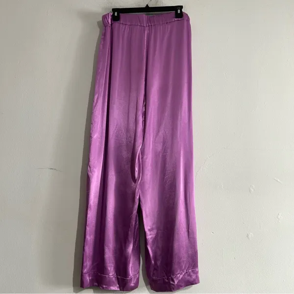 Free People Good Days Satin Trousers Purple Medium Festival Party Going Out - Image 6
