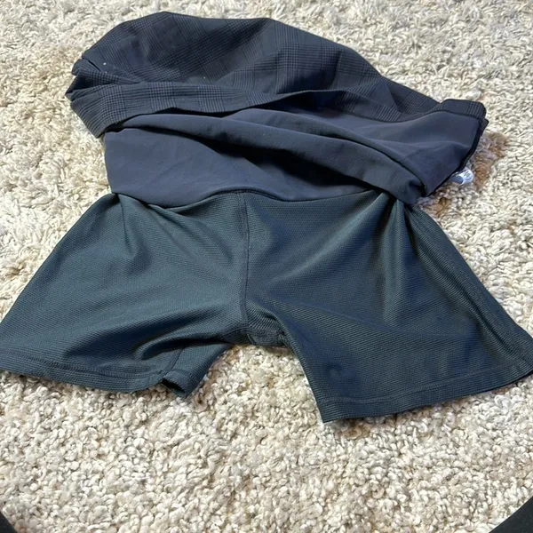 Athleta Women's Plaid Everyday Skort Skirt Stretchy Liner Shorts Sz S Black Gray - Image 6