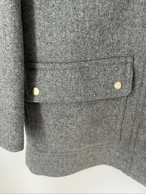 J.Crew Mercantile Gray Wool Blend Faux Fur Hooded Coat Jacket Size 10 ©️ - Image 4