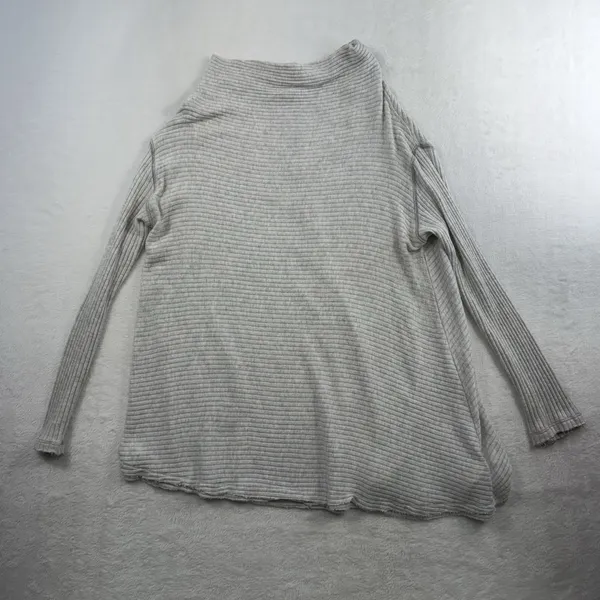 We The Free People Sweater M Medium Love Split Tunic Blue‎ Ribbed OB519393 Gray - Image 4