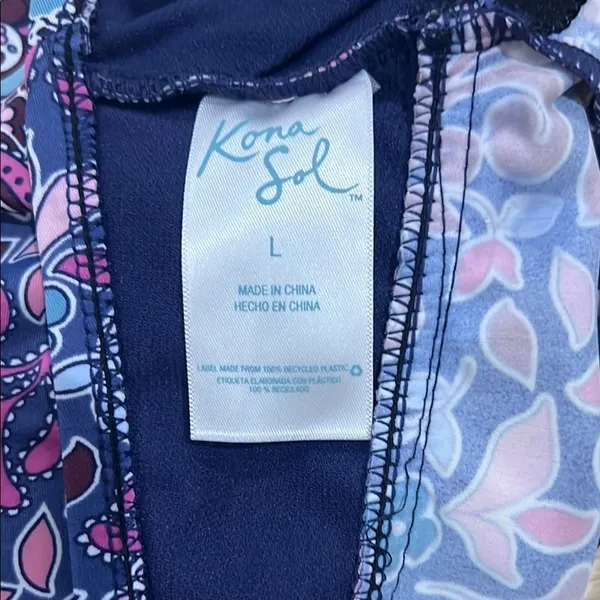 Kona Sol Pink and Blue Swim Coverup with Geometric Design - Image 2