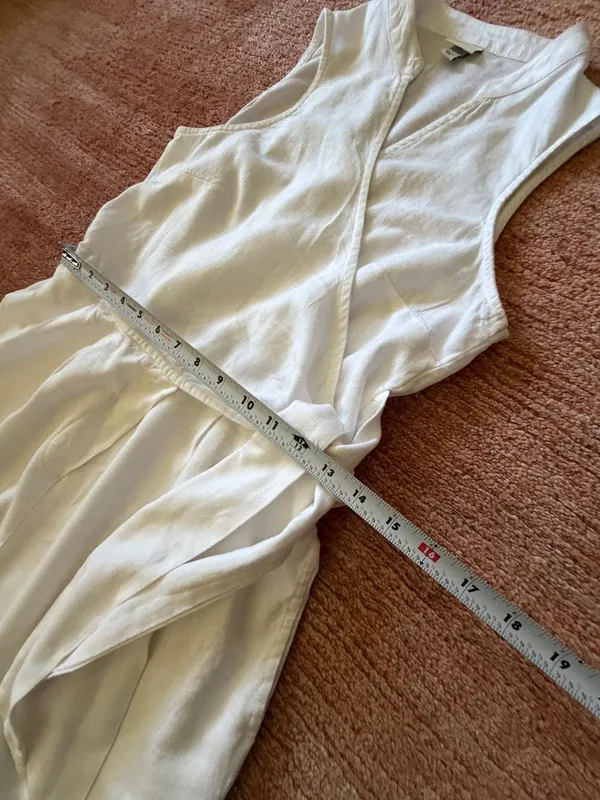 A New Day Size S White Wrap Front Tie Waist Romper with Pockets - Image 5