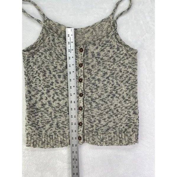 Madewell Knit Button Gray Cream Tank Top Cropped ribbed bottom Woman's‎ Sz S - Image 5