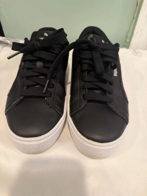 PUMA Smash Platform v3 Black Leather Women's Sneakers - Image 3