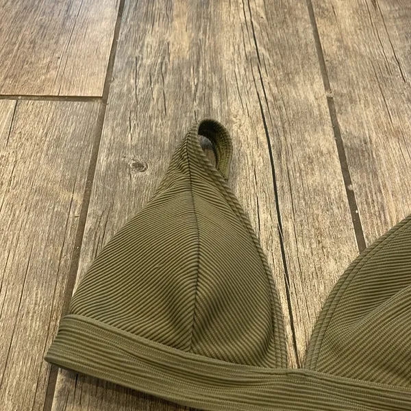 Abercrombie and Fitch Olive Green Ribbed Bikini Top - Image 2
