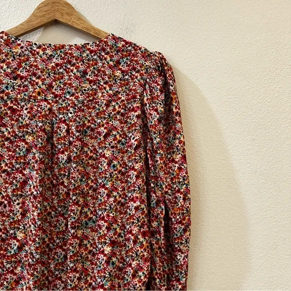 AFRM Nora Floral Bodysuit in Red‎ Ditsy Long Sleeves Size M - Image 7