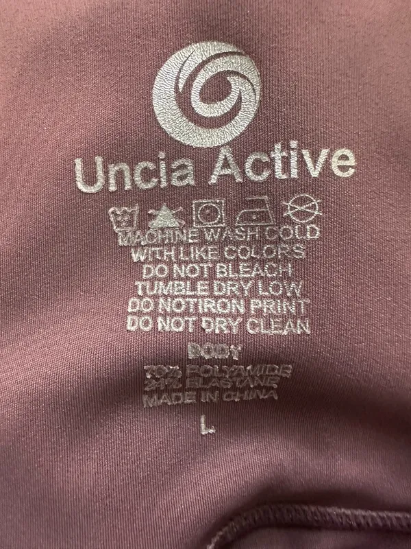 Uncia Active Body High Rise Ankle Leggings Brown Solid Elastic Waist L - Image 3