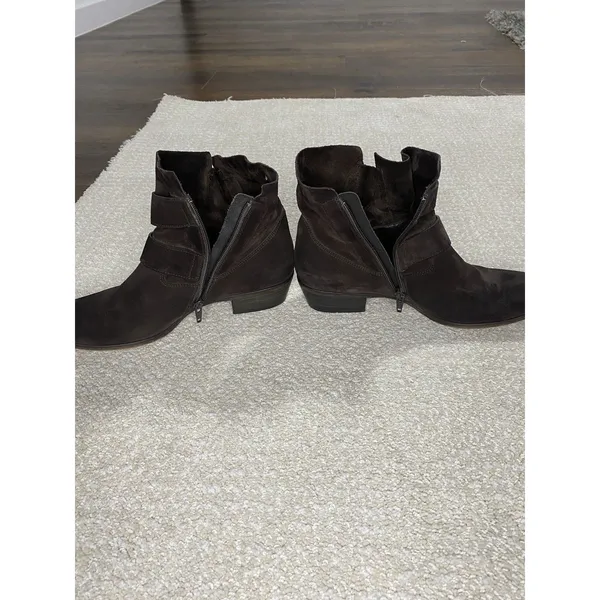 Paul Green Brown Suede Ankle Booties Buckle Zipper Women's US 6 miden 27.5 Cm - Image 7