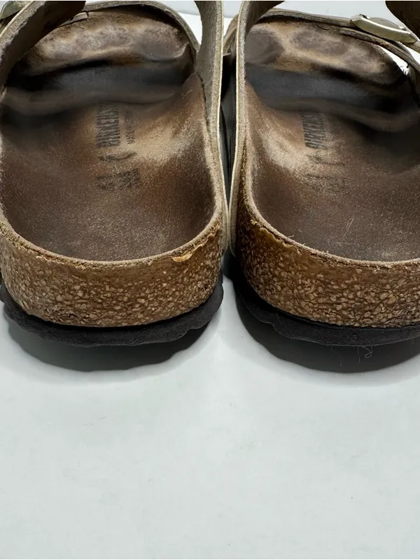 Birkenstock Unisex Arizona BS Birko-Flor Gold Two Strap Sandals Size 41 - Image 10