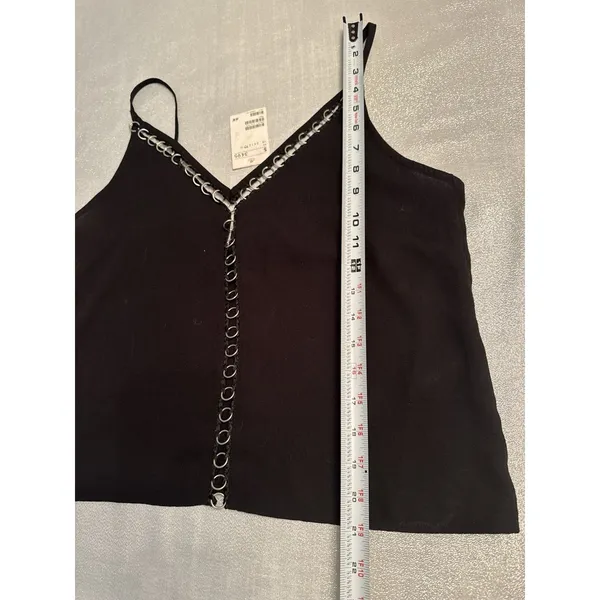 NWT H&M Black Tank Top Going Out US 10 Gothic Silver Circle Vampire Witchy - Image 4
