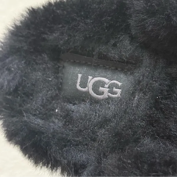 UGG Disquette Black Suede Leather Plush Sheepskin Platform Slippers Size 8 - Image 15