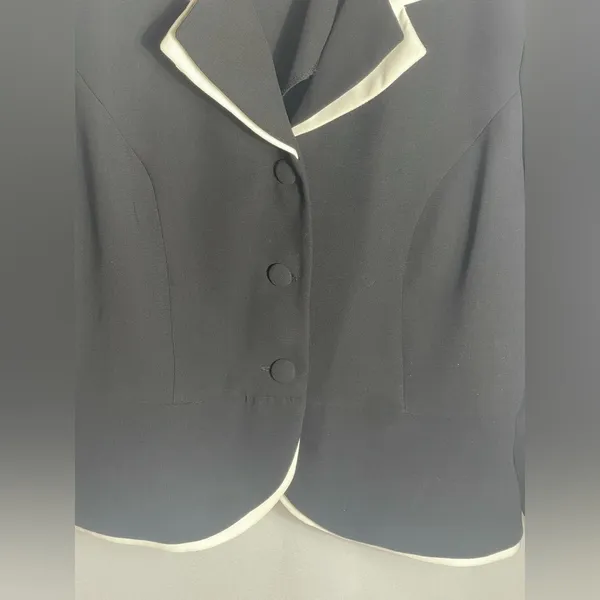 Danny & Nicole Black White Trim Blazer Jacket Size 18 Button Front Career - Image 2