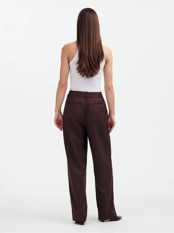 Madewell Slouchy Straight Pant Drapey Twill Wide Leg Trousers Linen Brown Size 6 - Image 2