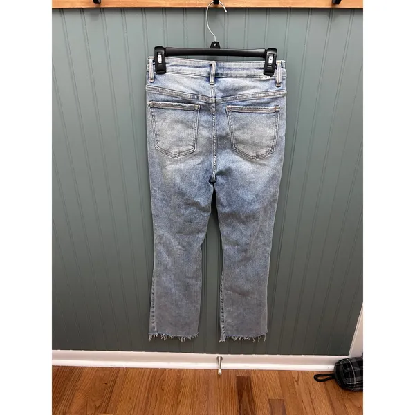Risen Jeans Women 7/28 Light Wash Distressed High Rise Straight Leg RDP5517 Blue - Image 4