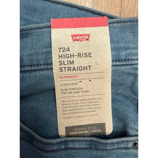 Levi's 724 High Rise Slim Straight Jeans 30x32 Gray Wash‎ NWT - Image 6