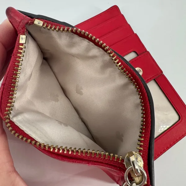 Kate Spade Briar Lane Mikey Wallet Red Quilted Cow Leather Gold One Size - Image 9