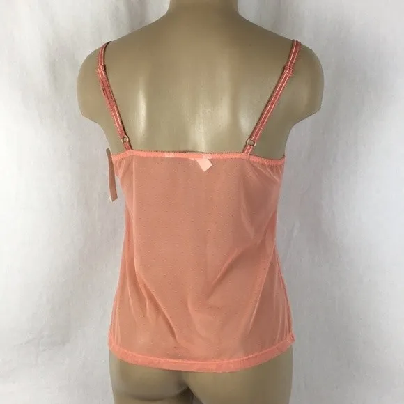 Felina Sheer Orange Eyelit Lace Trim Camisole Top NEW M - Image 5