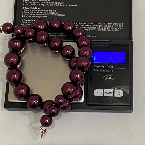 Burgundy Glass Pearl Necklace/Bracelet Set - Image 7