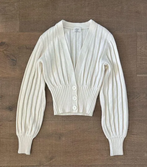Wilfred aritzia plunge front button knit cardigan sweater - Image 2