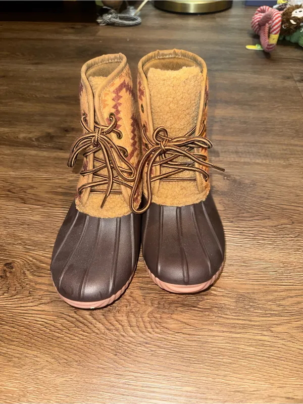 Simply Southern Women's Brown & Tan Patterned Duck Boots - Image 2