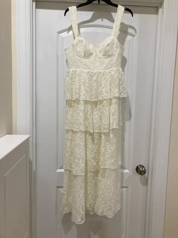 Yumi Kim Cream Tiered Lace Maxi Dress - Image 5
