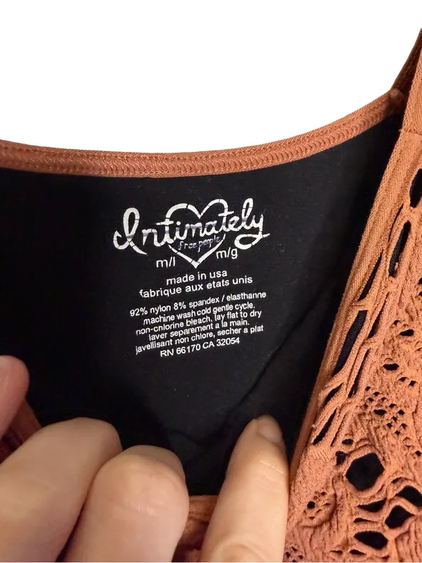 🤎✨ Free People Intimately Crochet Lace Bodycon Mini Dress‎ Rust Brown M/L ✨🤎 - Image 3