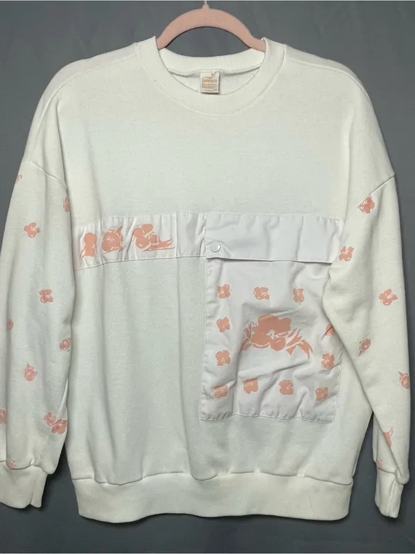 Vintage 80s Jantzen Floral Patchwork Pocket Sweatshirt XL ~ Excellent Condition - Image 2