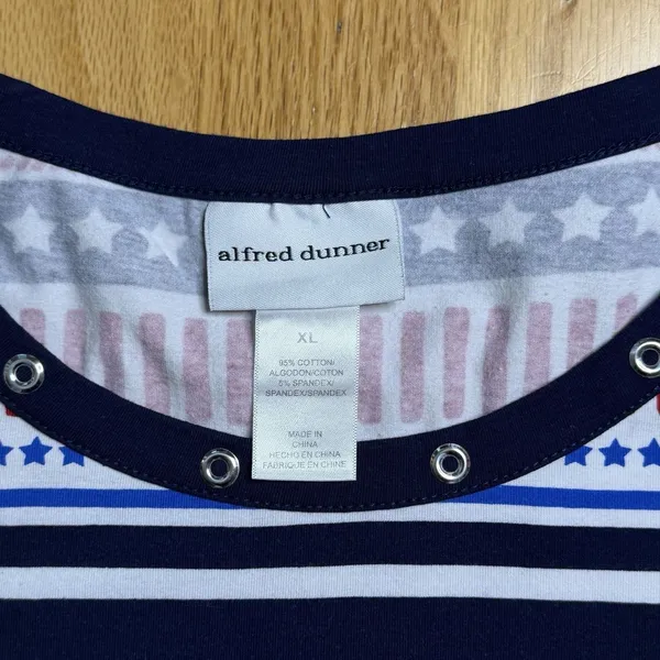 Alfred Dunner Patriotic Americana Top XL Red White Blue Nautical 4th Of July GUC - Image 5