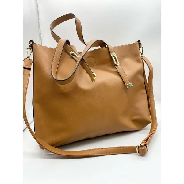 Unbranded camel brown faux leather classic tote - Image 3
