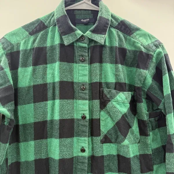 Madewell Plaid‎ Flannel Shirt Women's Small Long Sleeve Casual Layering - Image 2