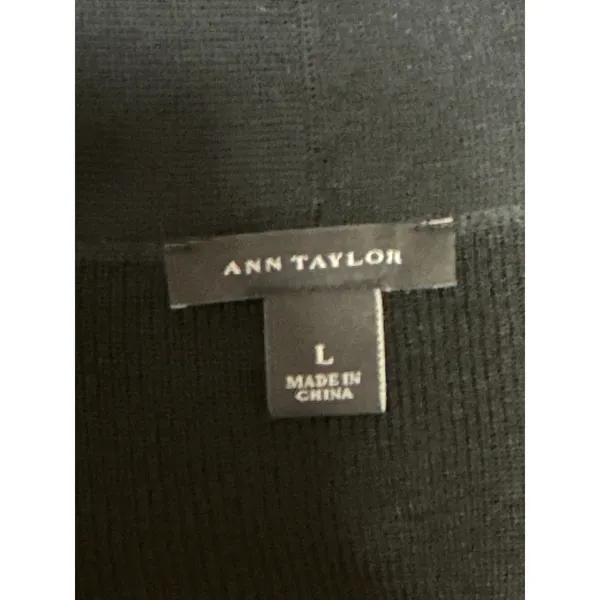 Ann Taylor Women's Black Long Sleeve Cropped Open Cardigan Sweater Top Size L - Image 3