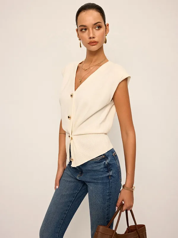 Commense Asymmetric Two-Way Wear Knit Vest Cardigan Medium NWT‎ - Image 5