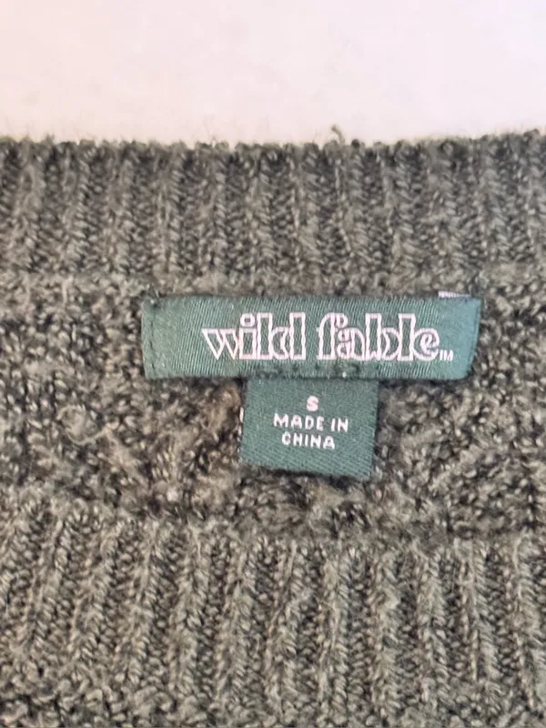 Wild Fable Olive Green Cable Knit Cropped Sweater S Boxy Preppy Academia Fall CabinCore - Image 6