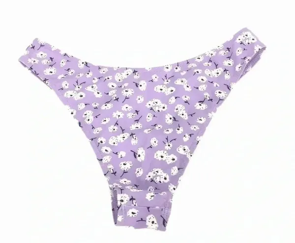 Floral Lilac Two Piece Deep Plunge Bikini Top High Waisted Bottoms Womens Medium - Image 10