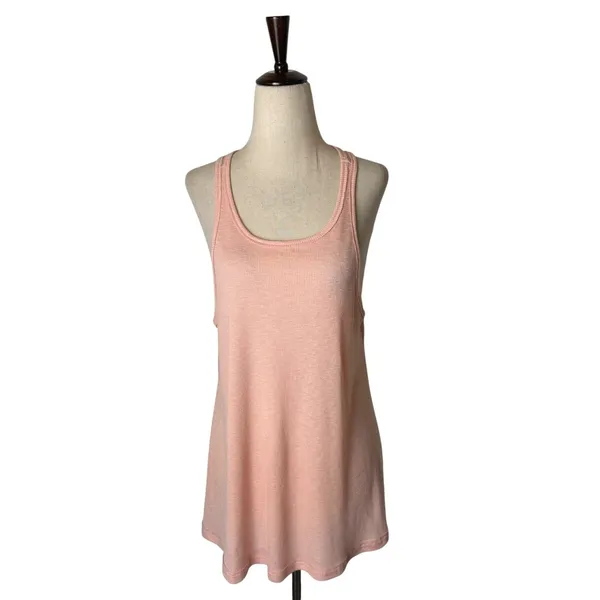 Free People Tank Top Women Medium Pink Ribbed Racerback Scoop Neck Athleisure‎ - Image 2