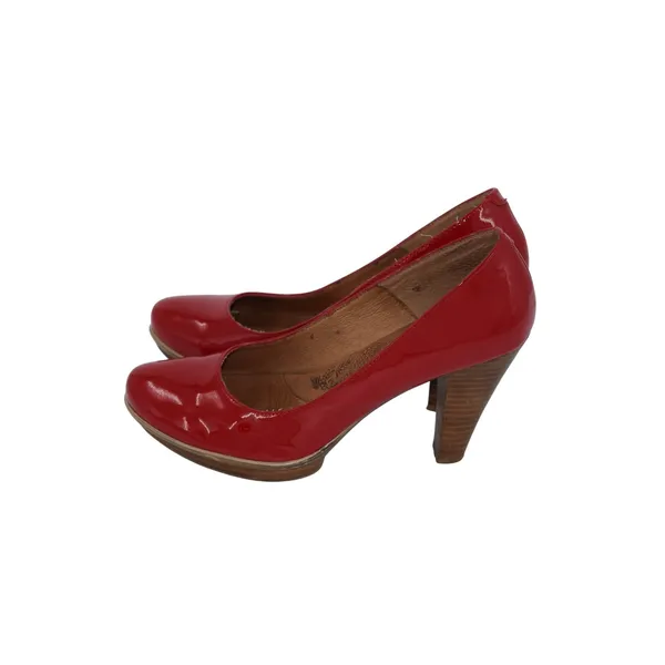 Söfft Red Patent Leather Round Toe Wood Heel Pumps Classic‎ Women's Shoes - Image 4