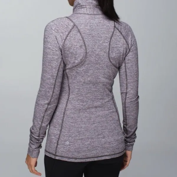 Lululemon Race Your Pace 1/2 Zip Gray Purple Striped‎ 4 - Image 2