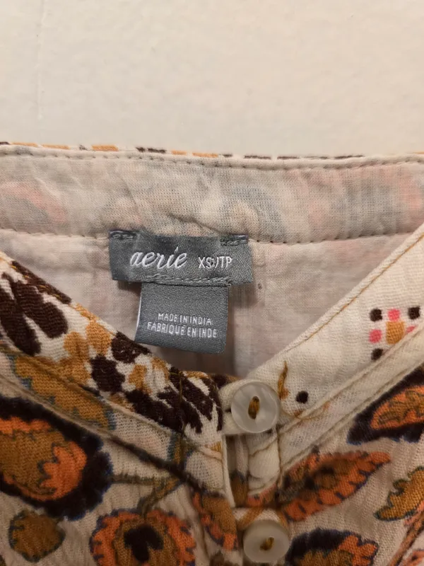 aerie Cream Maxi Dress with Mustard & Rust Patchwork Xs - Image 2