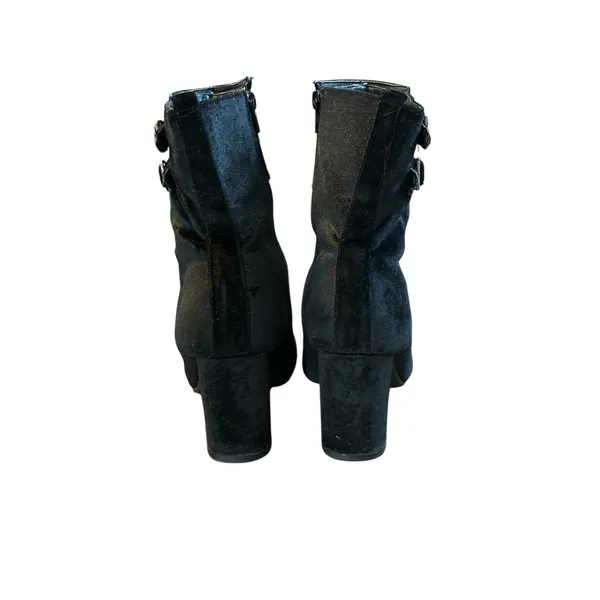 Jiba Velvet Lace Up Ankle Boots Womens 8 Black Goth‎ Victorian Steampunk Buckle - Image 10